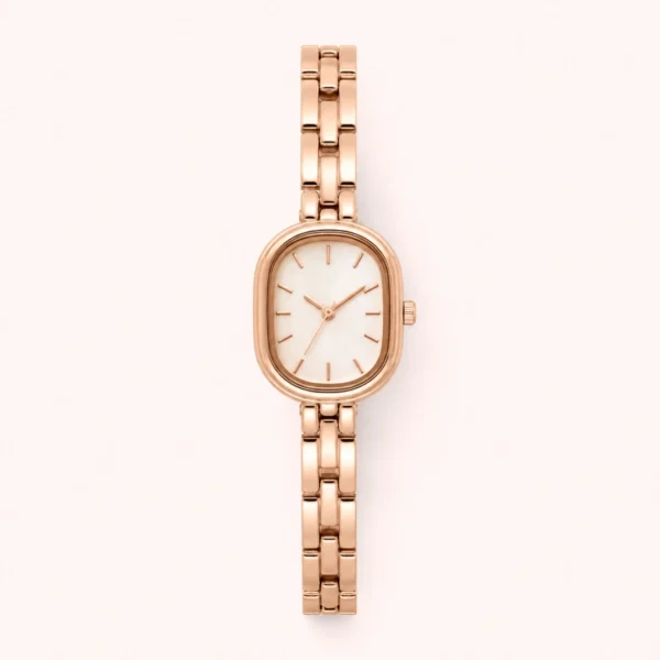 Classic Rounded Square Dial Link Bracelet Watch for Women