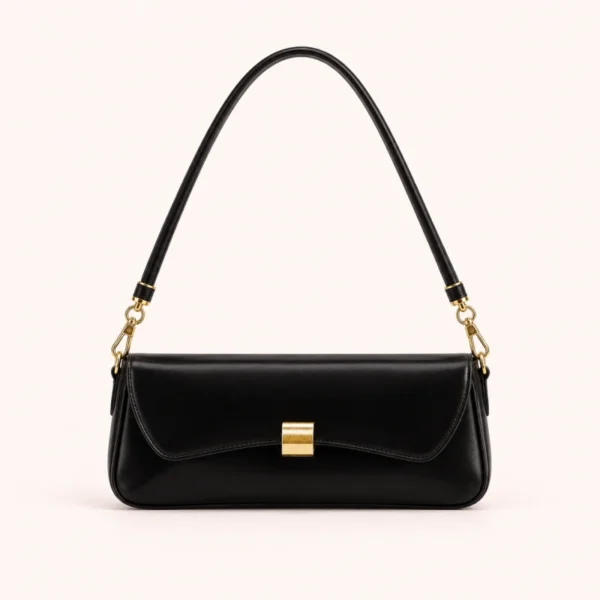 Curved Flap Baguette Shoulder Bag for Women