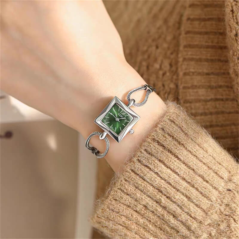 Chic Style Black Square Face Stainless Steel Ladies Watch