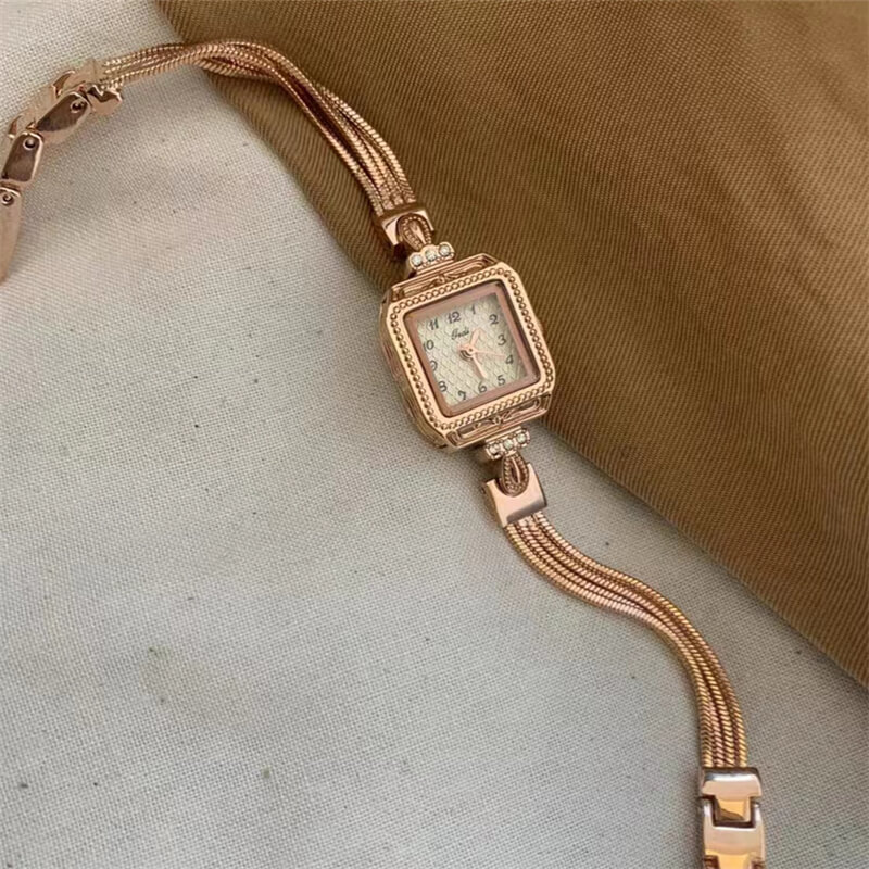 Chic Champagne Square Chain Watch for Women