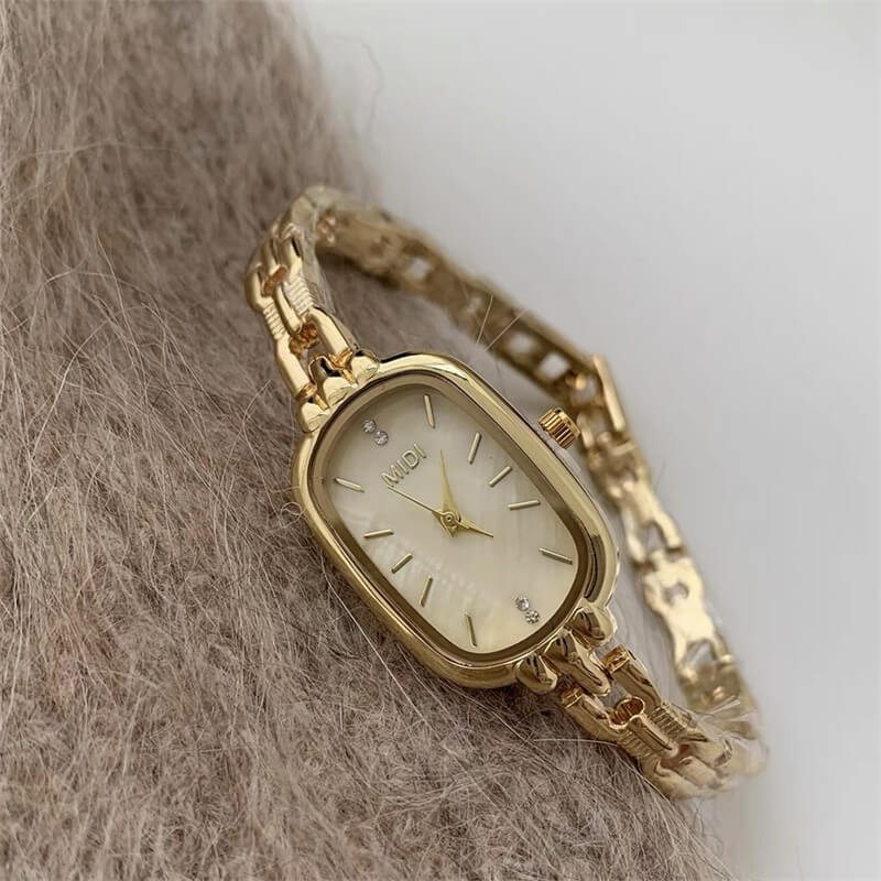 Dainty Gold/Silver Oval Mother of Pearl Bracelet Watch