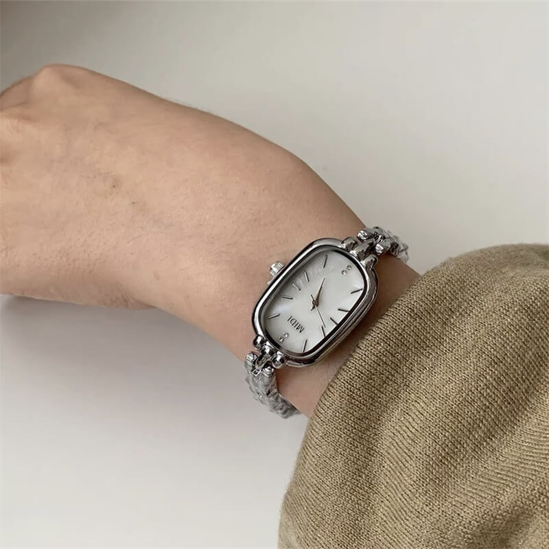 Dainty Gold/Silver Oval Mother of Pearl Bracelet Watch