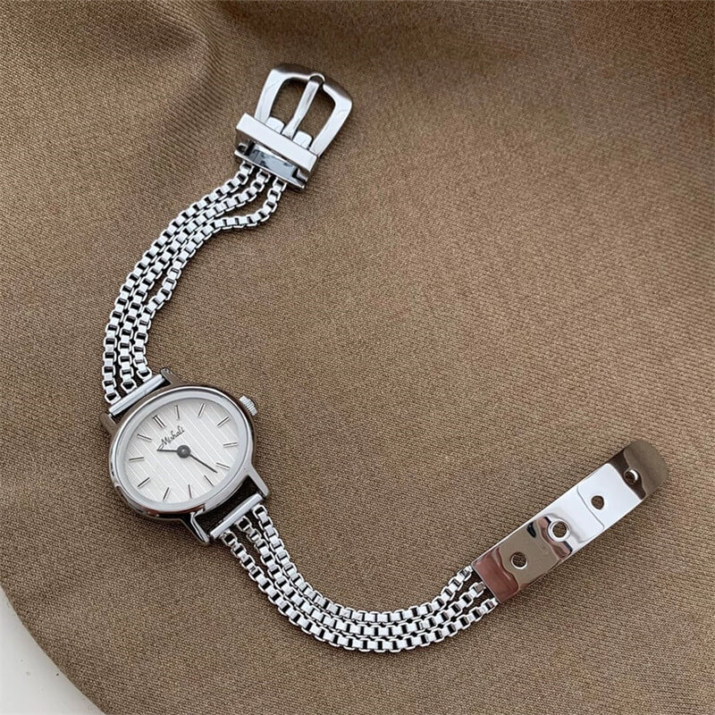 Dainty Silver Oval Face Bracelet Watch