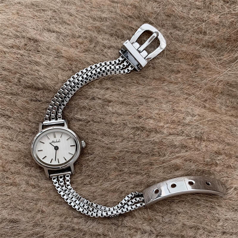 Dainty Silver Oval Face Bracelet Watch