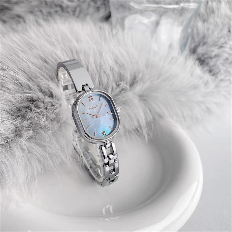 Dainty Mother of Pearls Oval Face Bracelet Ladies Watch
