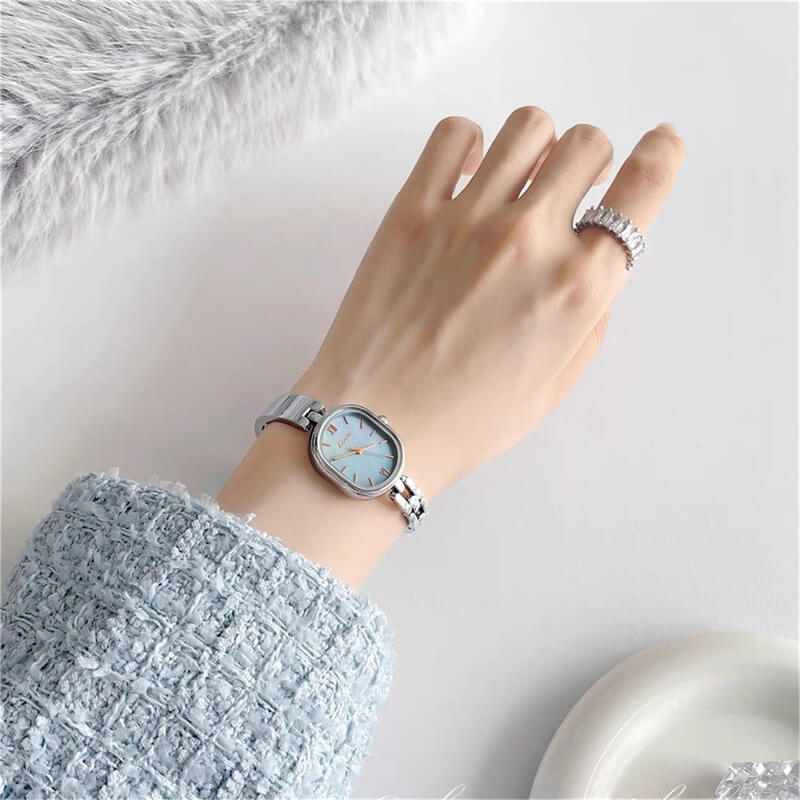 Dainty Mother of Pearls Oval Face Bracelet Ladies Watch