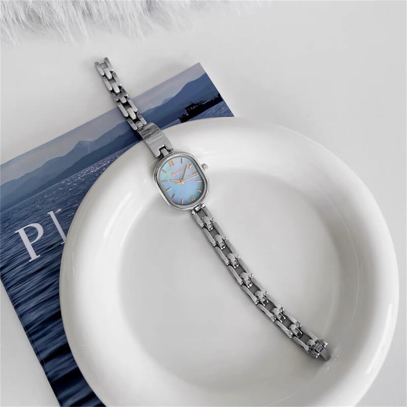 Dainty Mother of Pearls Oval Face Bracelet Ladies Watch