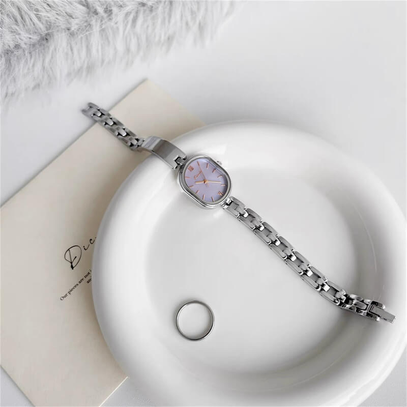 Dainty Mother of Pearls Oval Face Bracelet Ladies Watch