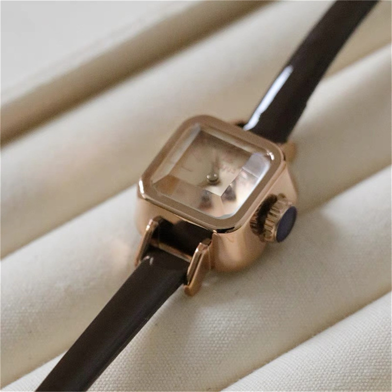 Classic Square Face Black Leather Watch