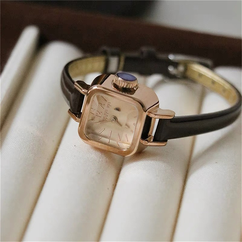 Classic Square Face Black Leather Watch