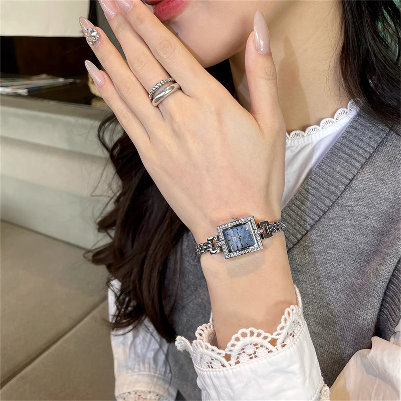 Dainty Silver Rectangle Face Stainless Steel Bracelet Watch