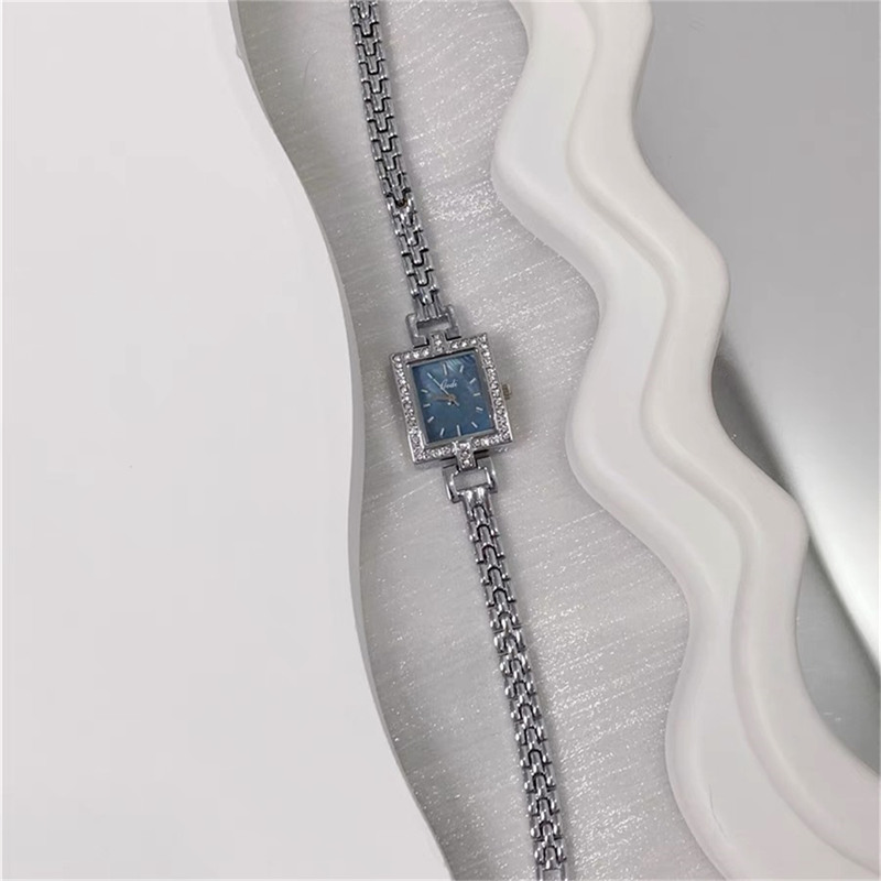 Dainty Silver Rectangle Face Stainless Steel Bracelet Watch