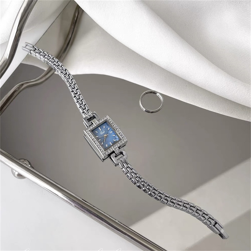 Dainty Silver Rectangle Face Stainless Steel Bracelet Watch