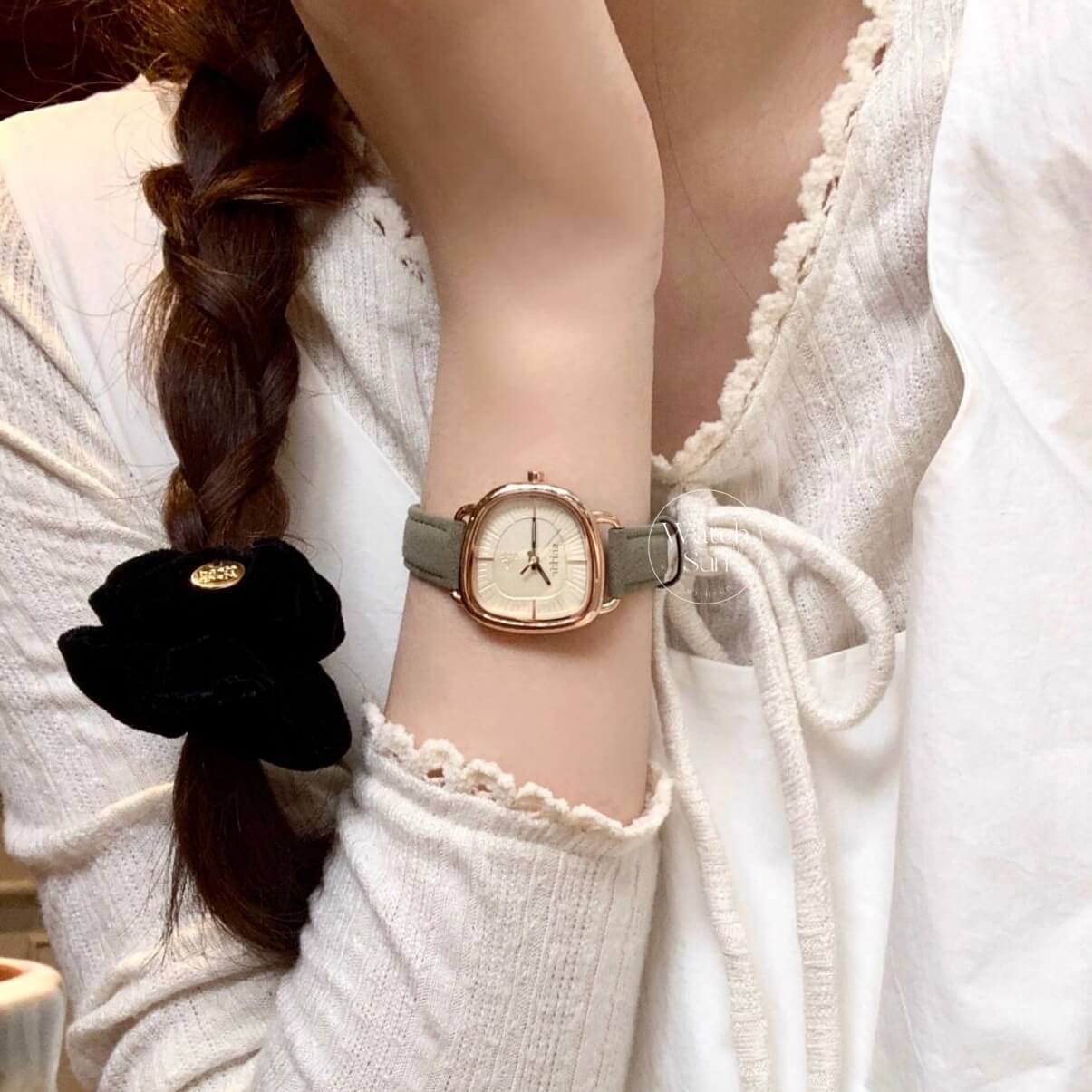 Green/Brown Leather Watch Bracelet Set