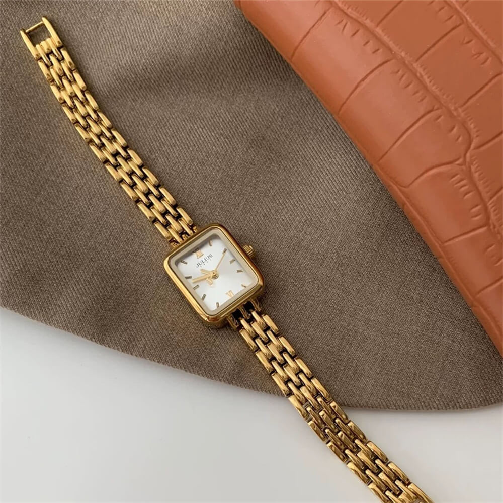 Square Gold Stainless Steel Elegant Watch