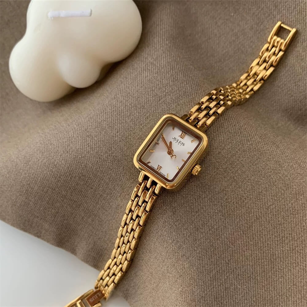 Square Gold Stainless Steel Elegant Watch