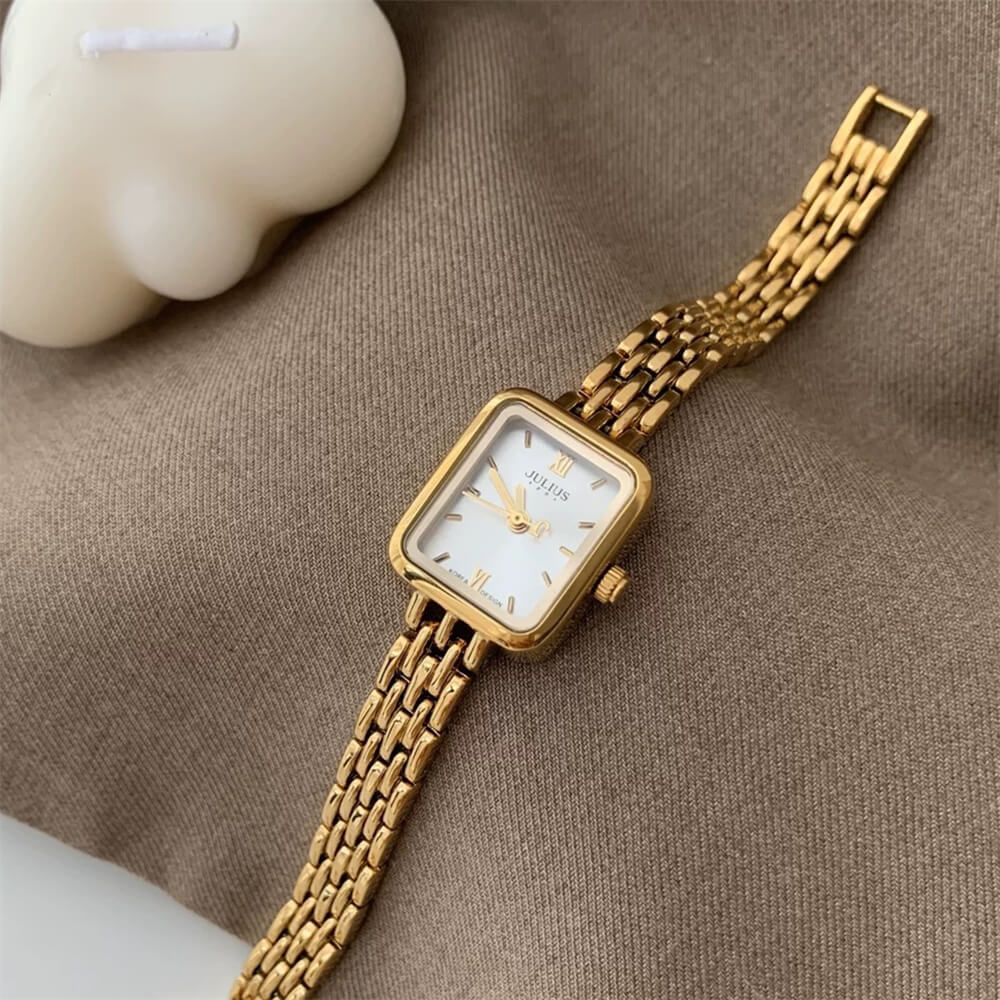 Square Gold Stainless Steel Elegant Watch