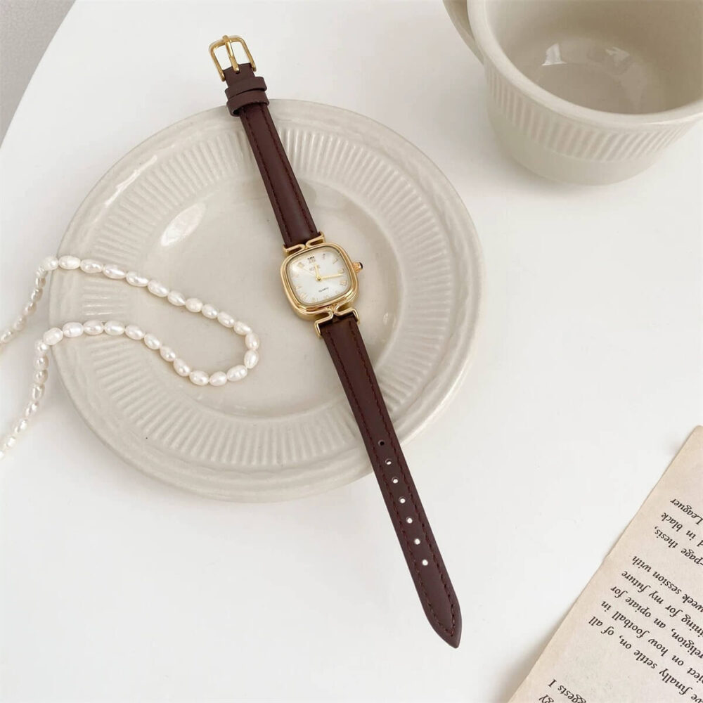 Chic Style Square Face Brown/Black Leather Watch – ChicFaith-Your Chic ...