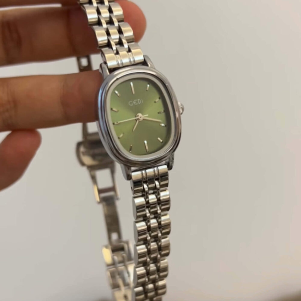 Women's Silver Oval Dial Stainless Steel Bracelet Watch