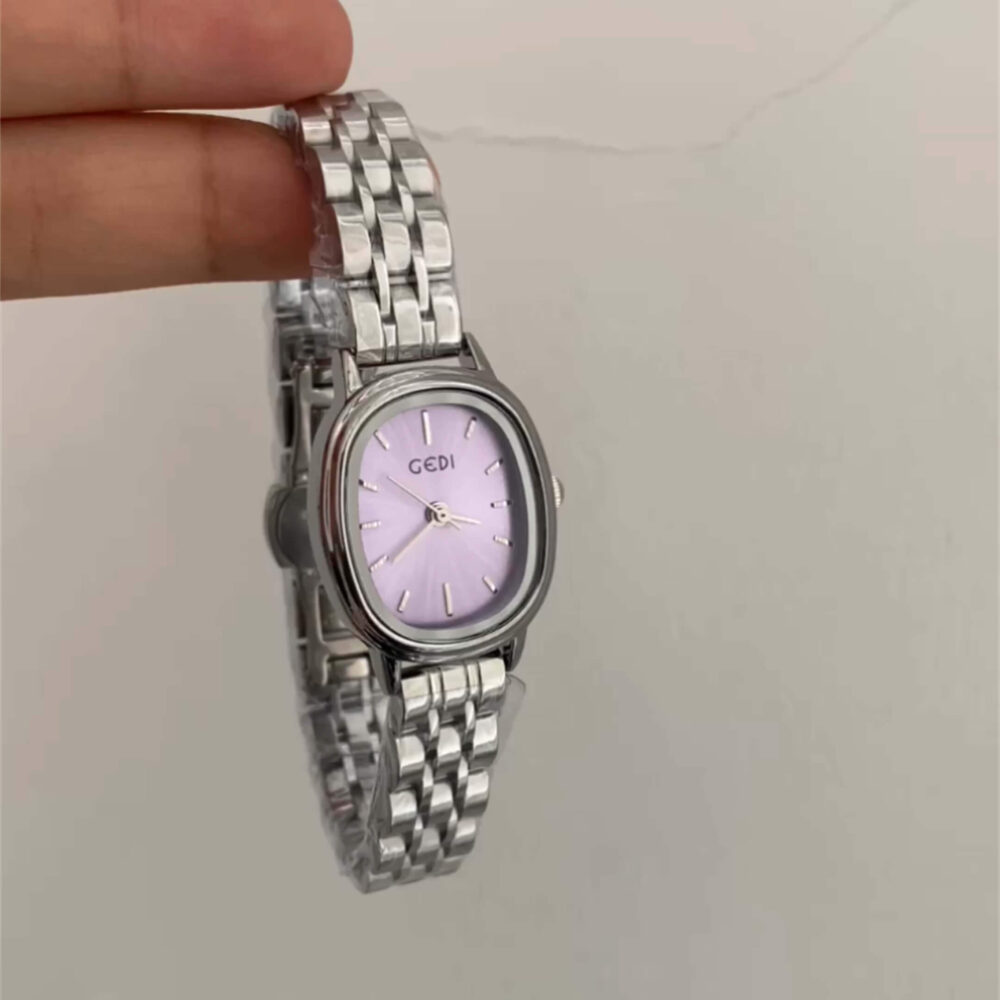 Women's Silver Oval Dial Stainless Steel Bracelet Watch