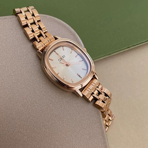 Women’s Rose Gold Oval Bracelet Watch