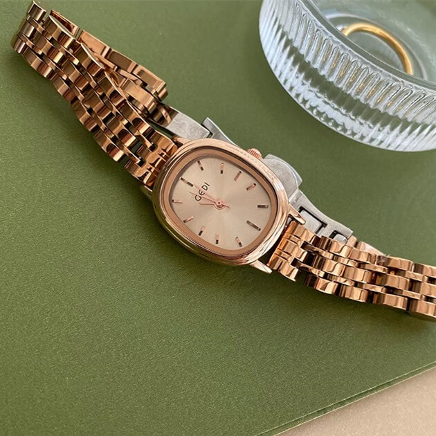 Women’s Rose Gold Oval Bracelet Watch