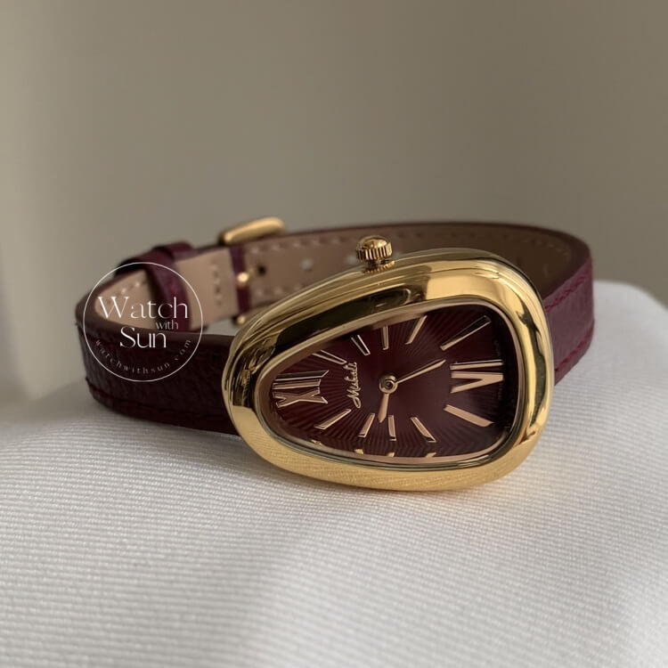 Vintage Style Brown Snake Head Shape Leather Watch