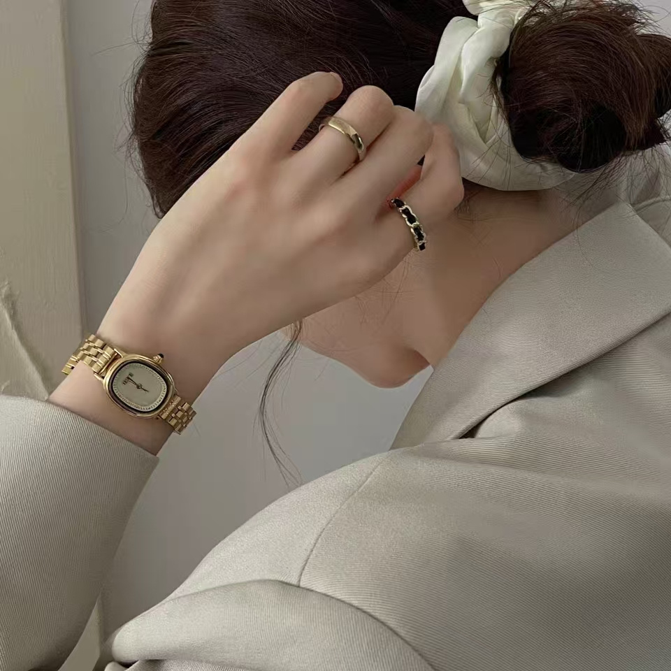 Vintage Gold/Silver Oval Face Bracelet Watch