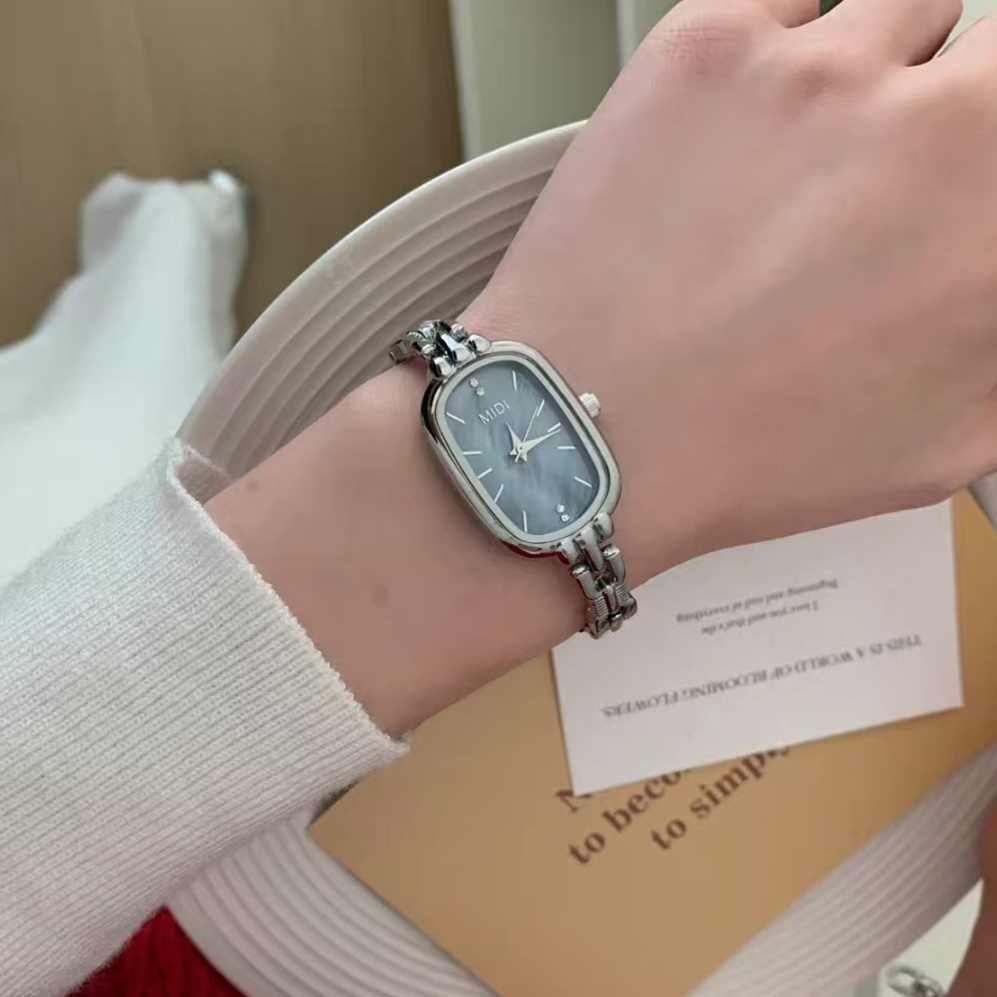 Dainty Silver-Blue Mother of Pearl Bracelet Ladies Watch