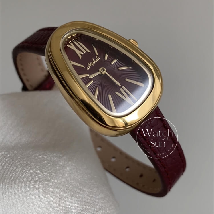 Vintage Style Brown Snake Head Shape Leather Watch