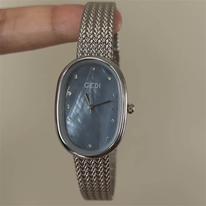 Classic Gold/Silver Oval Disc Bracelet Ladies Watch