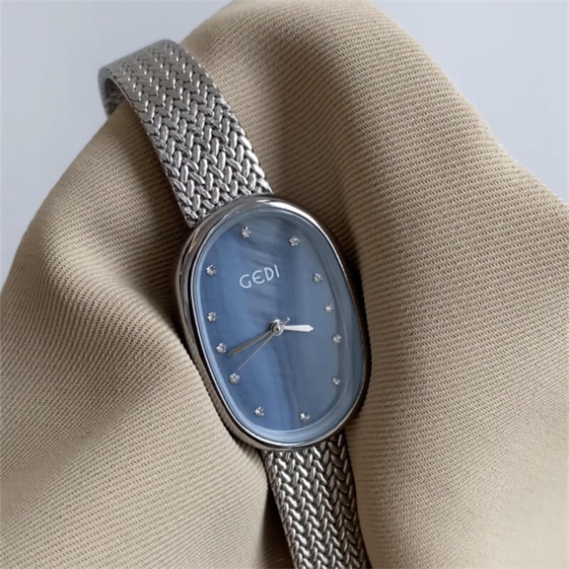 Classic Gold/Silver Oval Disc Bracelet Ladies Watch