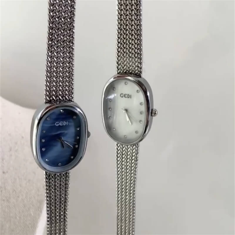 Classic Gold/Silver Oval Disc Bracelet Ladies Watch