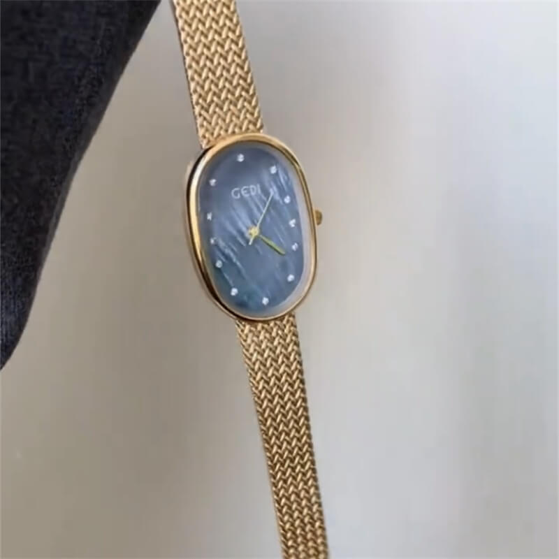 Classic Gold/Silver Oval Disc Bracelet Ladies Watch