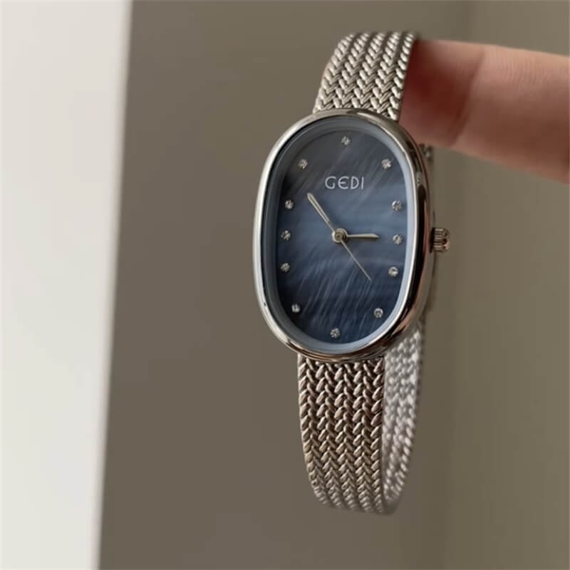 Classic Gold/Silver Oval Disc Bracelet Ladies Watch