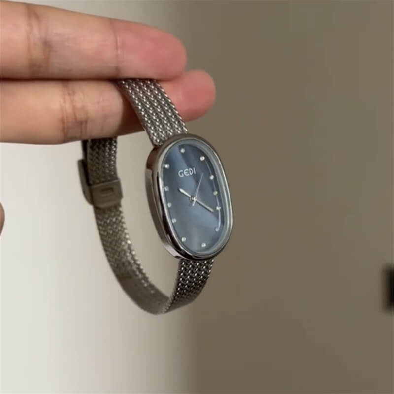 Classic Gold/Silver Oval Disc Bracelet Ladies Watch