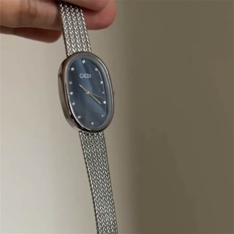 Classic Gold/Silver Oval Disc Bracelet Ladies Watch