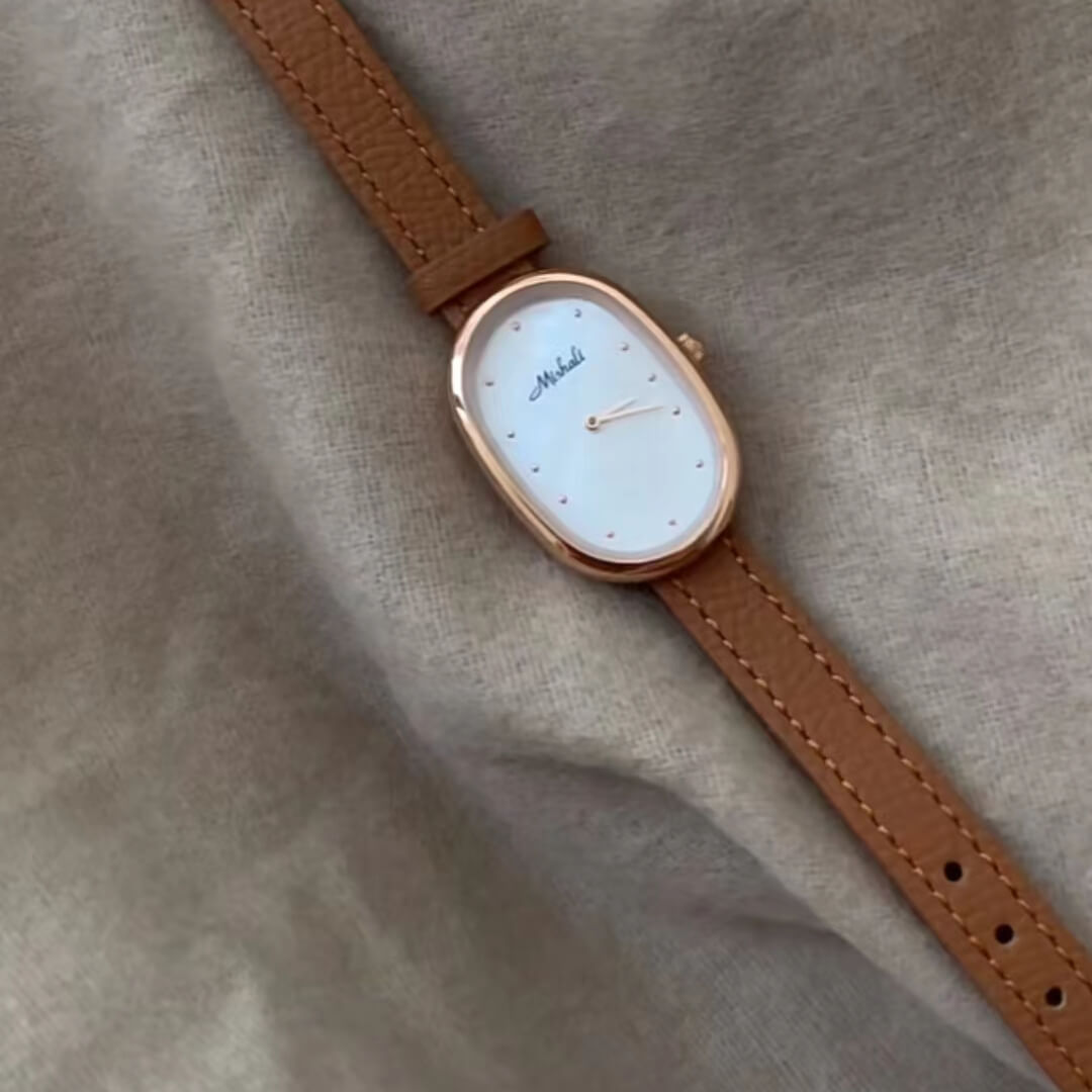 Minimalist Style Orange/Black Black Leather Watch