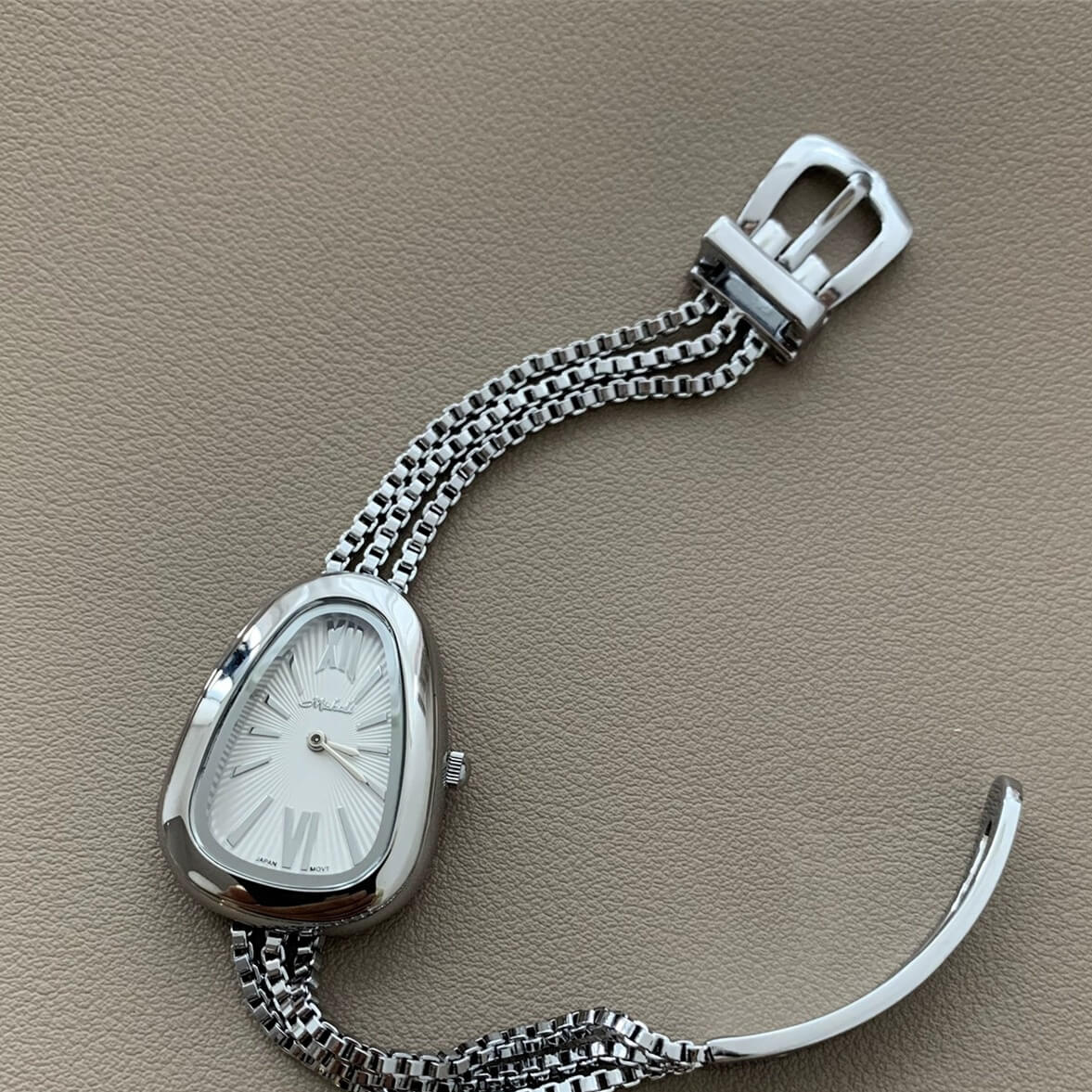 Classic Gold/Silver Snake Head Chain Watch for Women