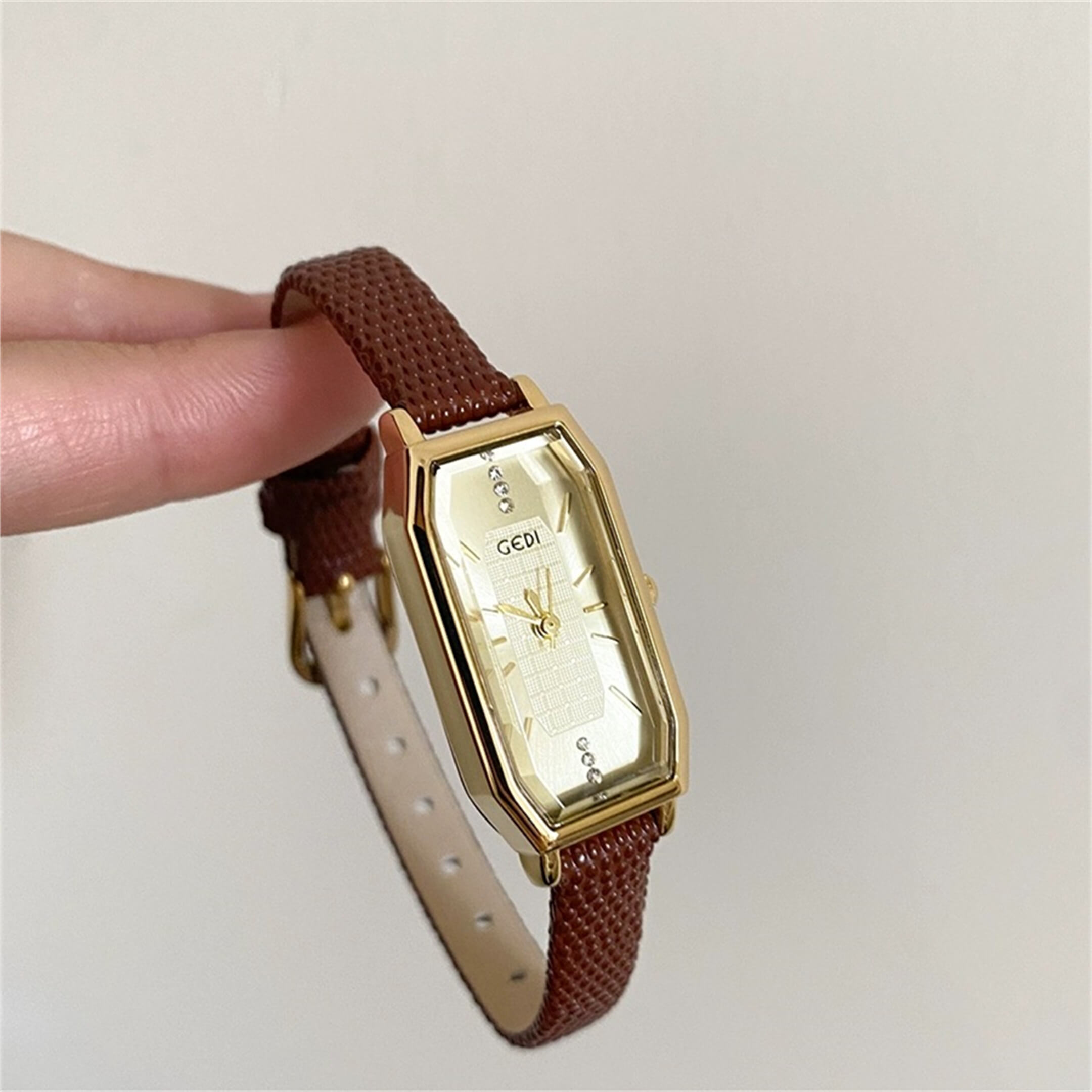 Vintage Style Rectangle Gold Ladies Watch