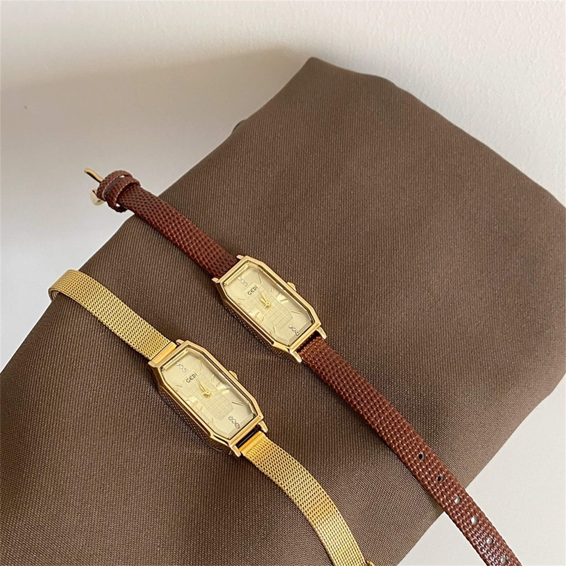 Vintage Style Rectangle Gold Ladies Watch