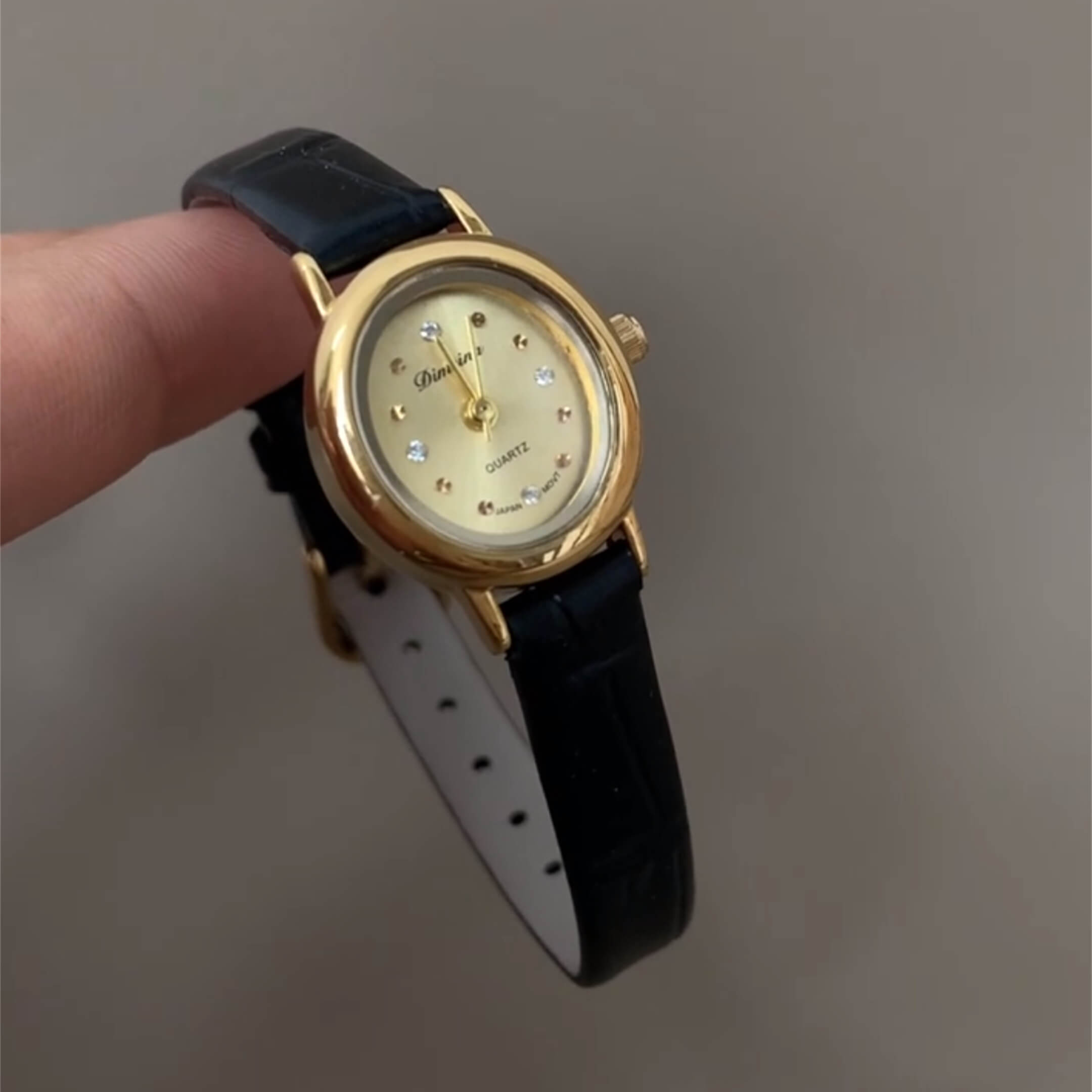 Minimalist Style Black/Brown Small Face Leather Watch