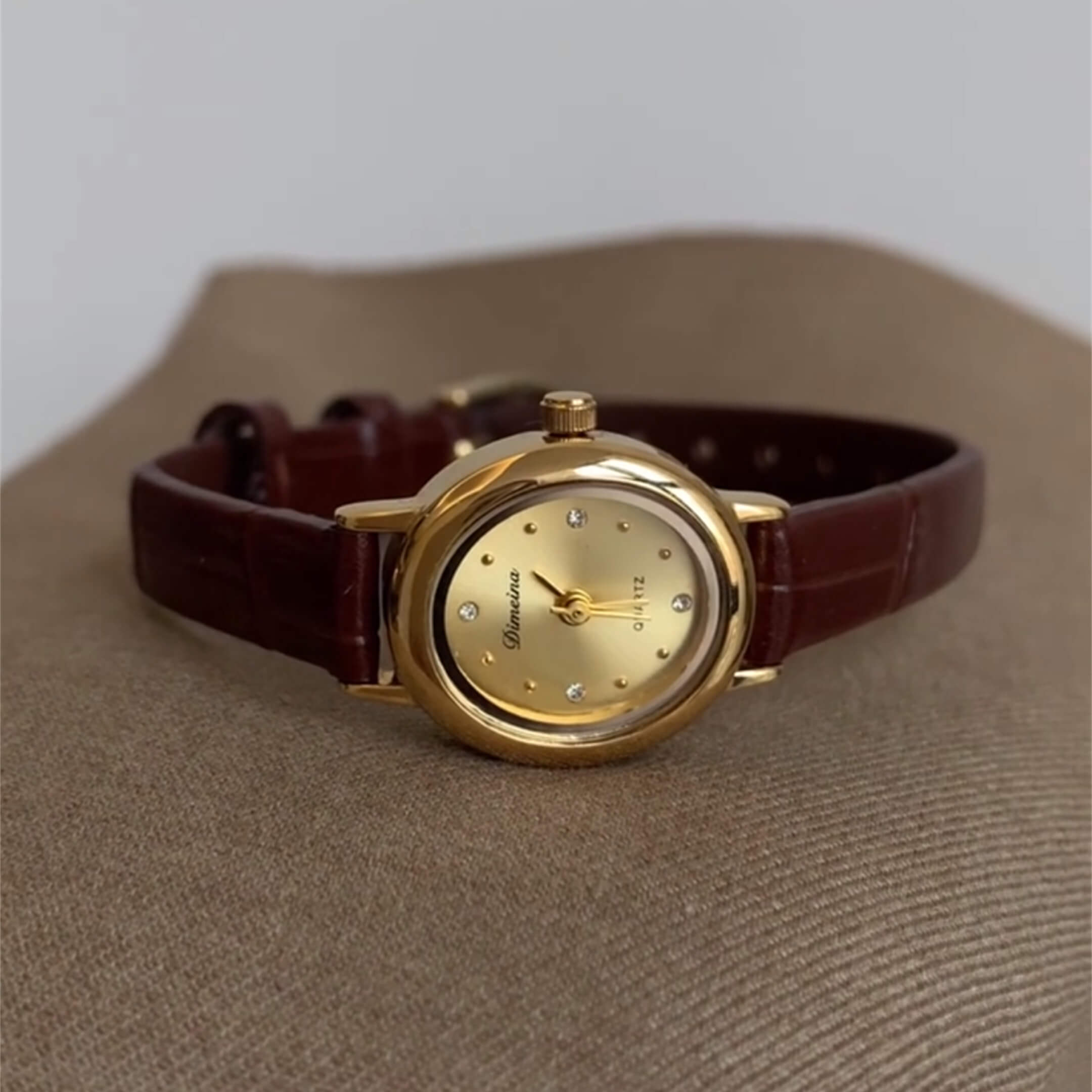 Minimalist Style Black/Brown Small Face Leather Watch
