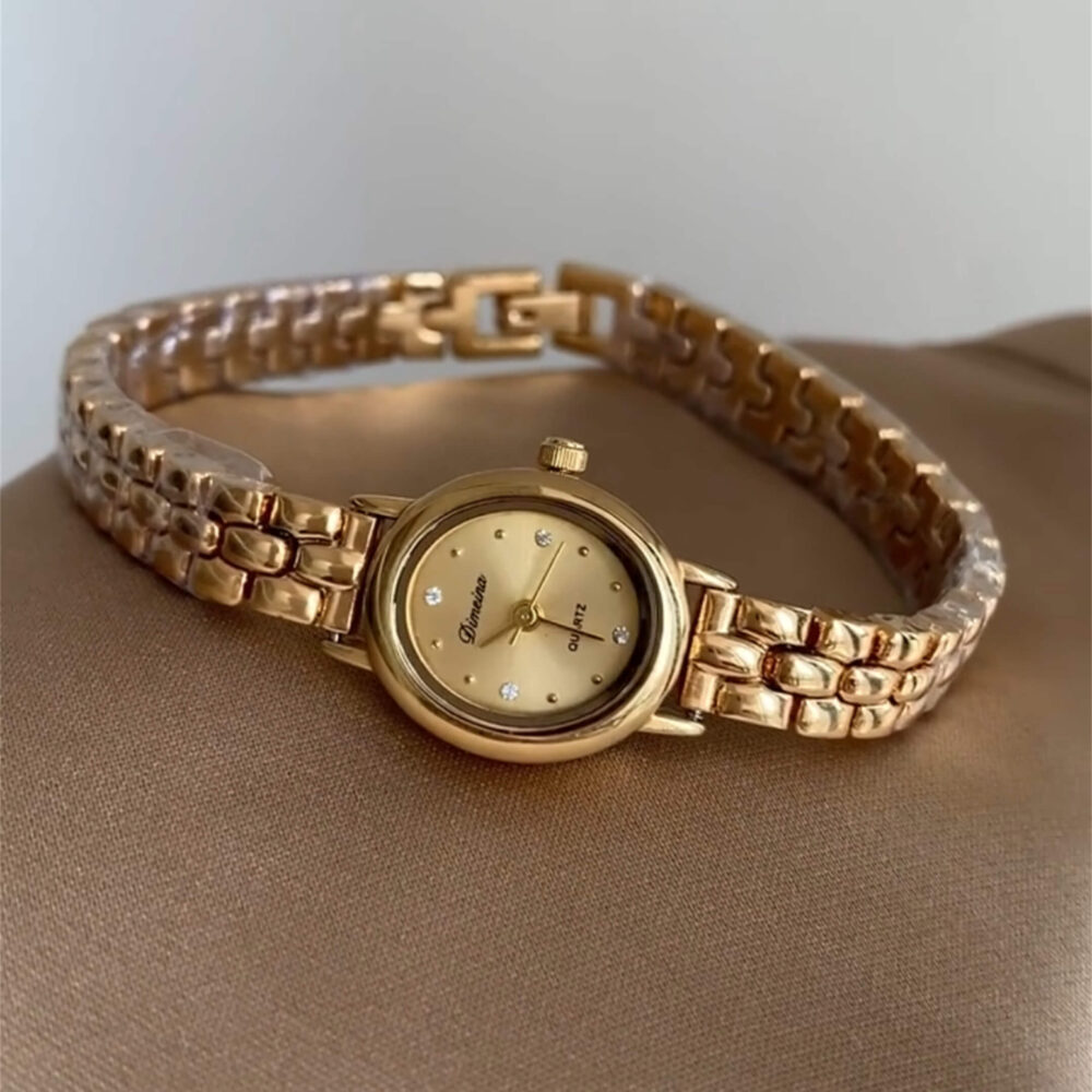 Dainty Gold Round Stainless Steel Small Face Watch