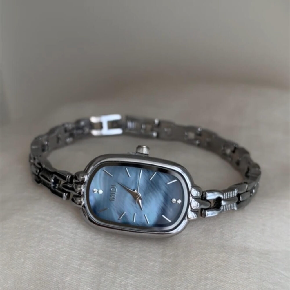 Dainty Silver-Blue Mother of Pearl Bracelet Ladies Watch