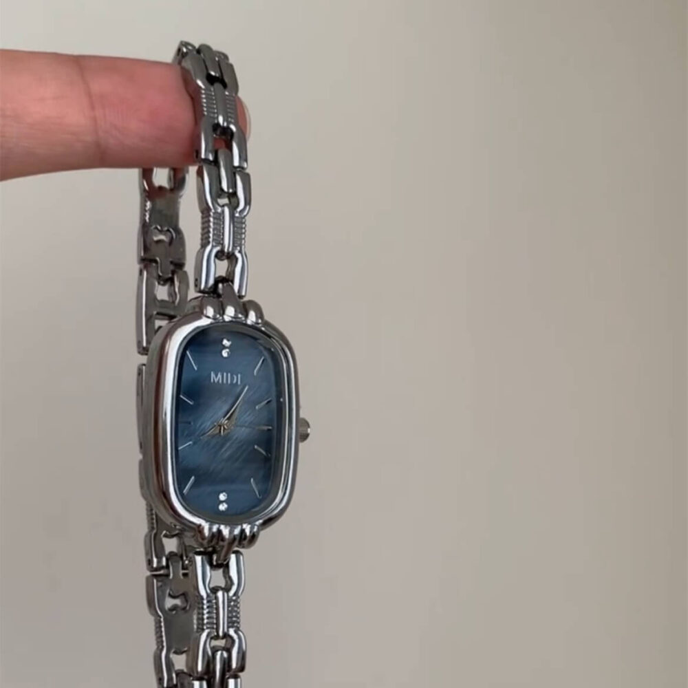 Dainty Silver-Blue Mother of Pearl Bracelet Ladies Watch