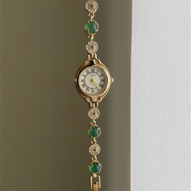 Vintage Gold Oval Small Face Bracelet Watch for Women