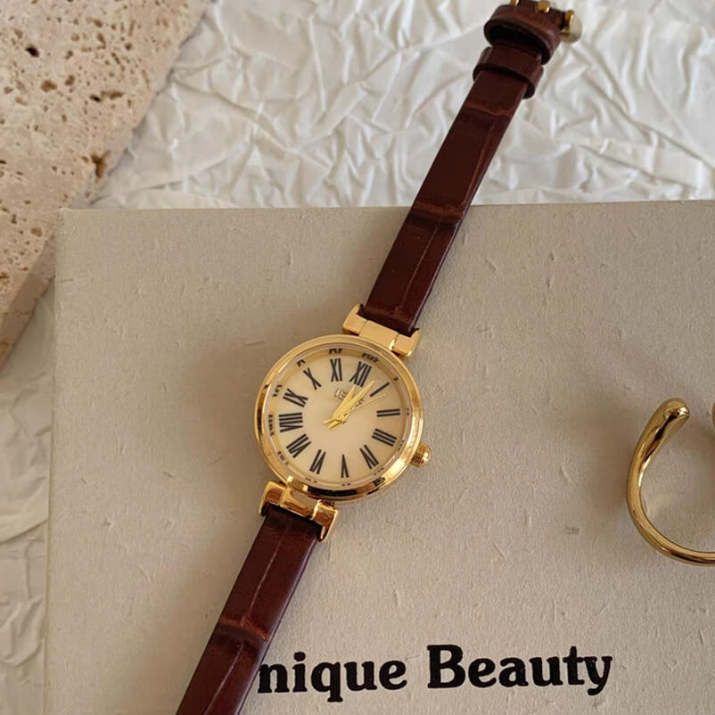 watch314-01.jpg Chic Style Brown/Black Round Leather Watch for Women
