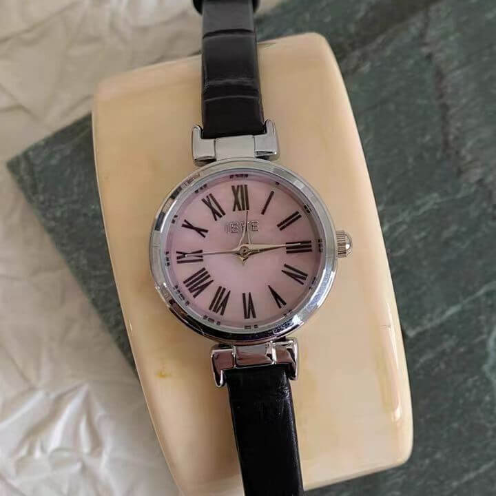 Chic Style Brown/Black Round Leather Watch for Women