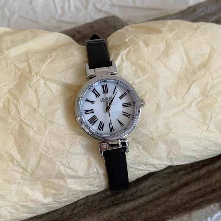 Chic Style Brown/Black Round Leather Watch for Women